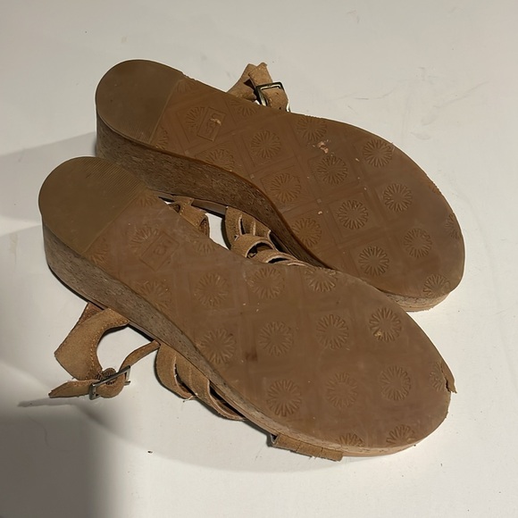 Ugg Brand suede leather sandals with cork wedge 3” heel - Picture 2 of 3